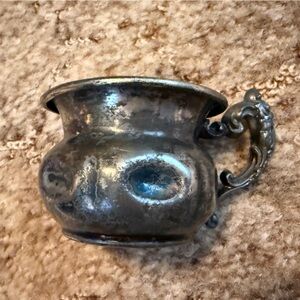 Antique Quadruple Plate Silver Creamer / Small Serving Cup – Ornate Handle